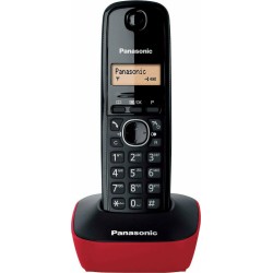 Panasonic KX-TG1611 Ασύρματο Τηλέφωνο Μαύρο/Κόκκινο Ελληνικής Αντιπροσωπείας