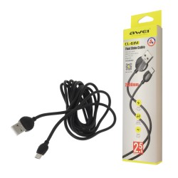 Awei Regular USB 2.0 to micro USB Cable Μαύρο 2m (CL-61M)