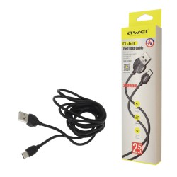 Awei CL-61T USB 2.0 Cable USB-C male - USB-A male Μαύρο 2m