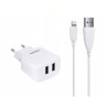 KINGLEEN E06 ΦΟΡΤΙΣΤΗΣ ΚΙΝΗΤΟΥ / MOBILE CHARGER ΜΕ 2 ΘΥΡΕΣ USB-A ΚΑΙ ΚΑΛΩΔΙΟ USB ΣΕ LIGHTNING - ΧΡΩΜΑ: ΛΕΥΚΟ