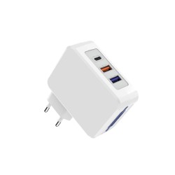 KINGLEEN PD862 ΦΟΡΤΙΣΤΗΣ ΚΙΝΗΤΟΥ / MOBILE CHARGER ΜΕ 2 ΘΥΡΕΣ USB-A ΚΑΙ ΜΙΑ ΘΥΡΑ TYPE C 18W - ΧΡΩΜΑ: ΛΕΥΚΟ