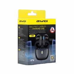 AWEI T39 BLUETOOTH EARPHONES WIRELESS EARPODS WITH CHARGING CASE COLOR : BLACK